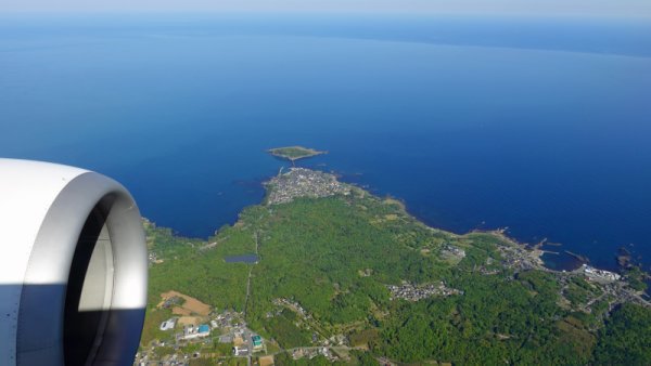 JAL183便の機内：鳥居岬