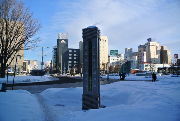 帯広駅前の気温計