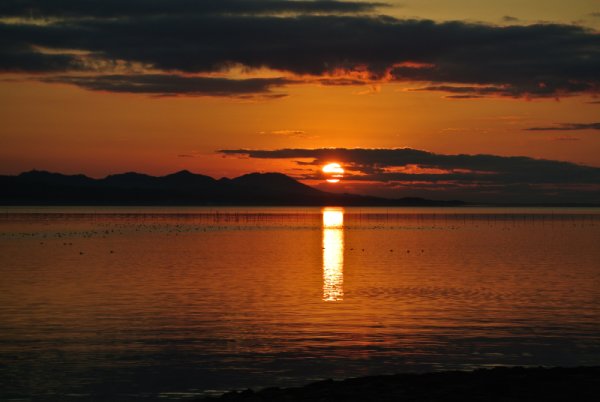 宍道湖湖畔からの夕陽