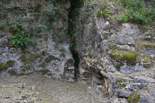 港川遺跡：石灰岩の割れ目