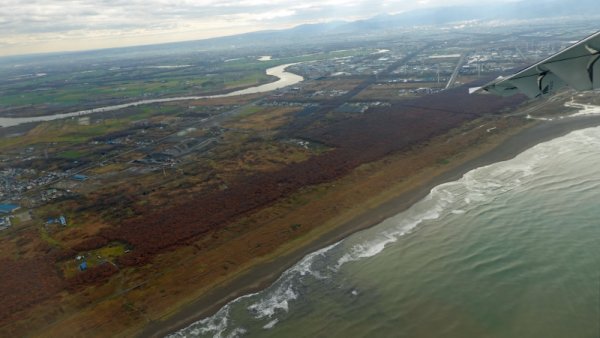 海岸線に出た所で左ターン開始