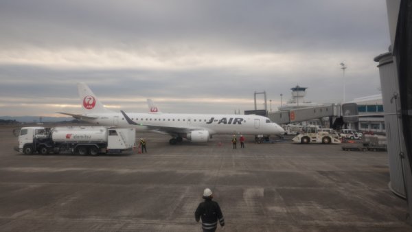 JAL3793便の機内から：スポットで