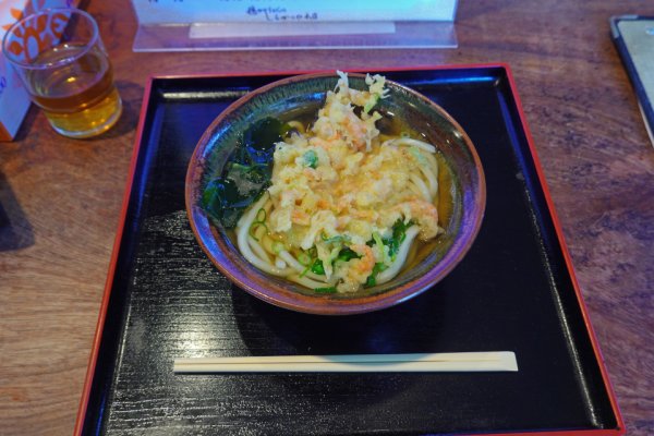 １日目の昼食：小エビ天うどん